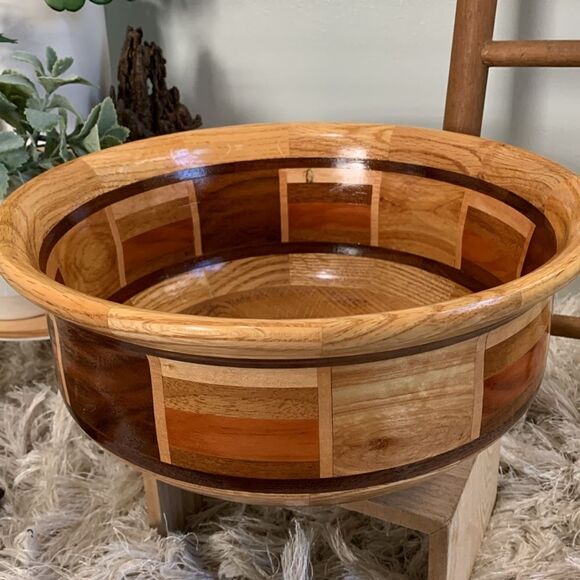 Unique Handcrafted Segmented Wooden Bowl Hand Turned - Picture 4 of 17